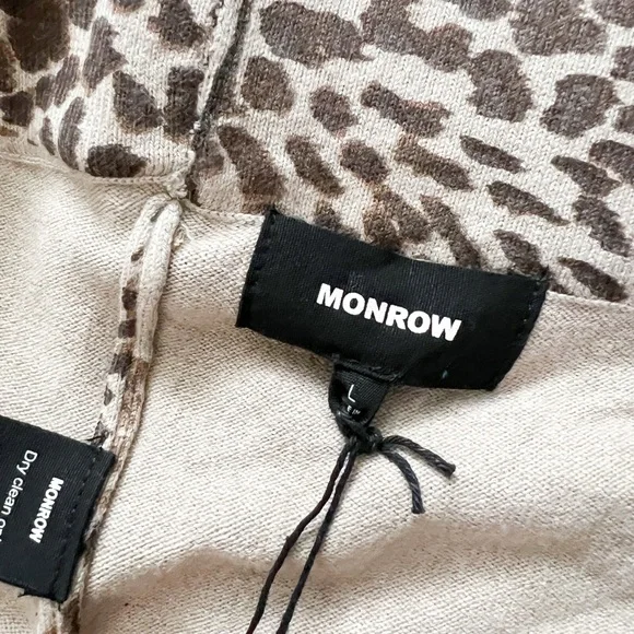 NWT- MONROW Leopard Jogger Sweatpants Cashmere Blend - Picture 9 of 12